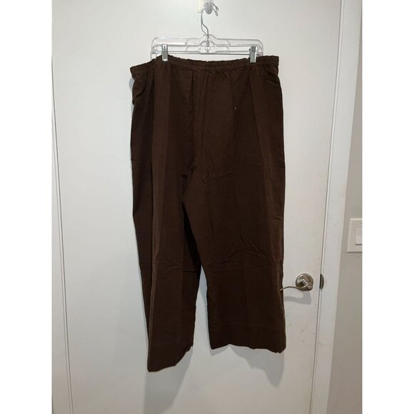 Soft Surroundings Brown Wide-Leg Elastic Waist Pants 100% Cotton Women's 3XP - Picture 5 of 9